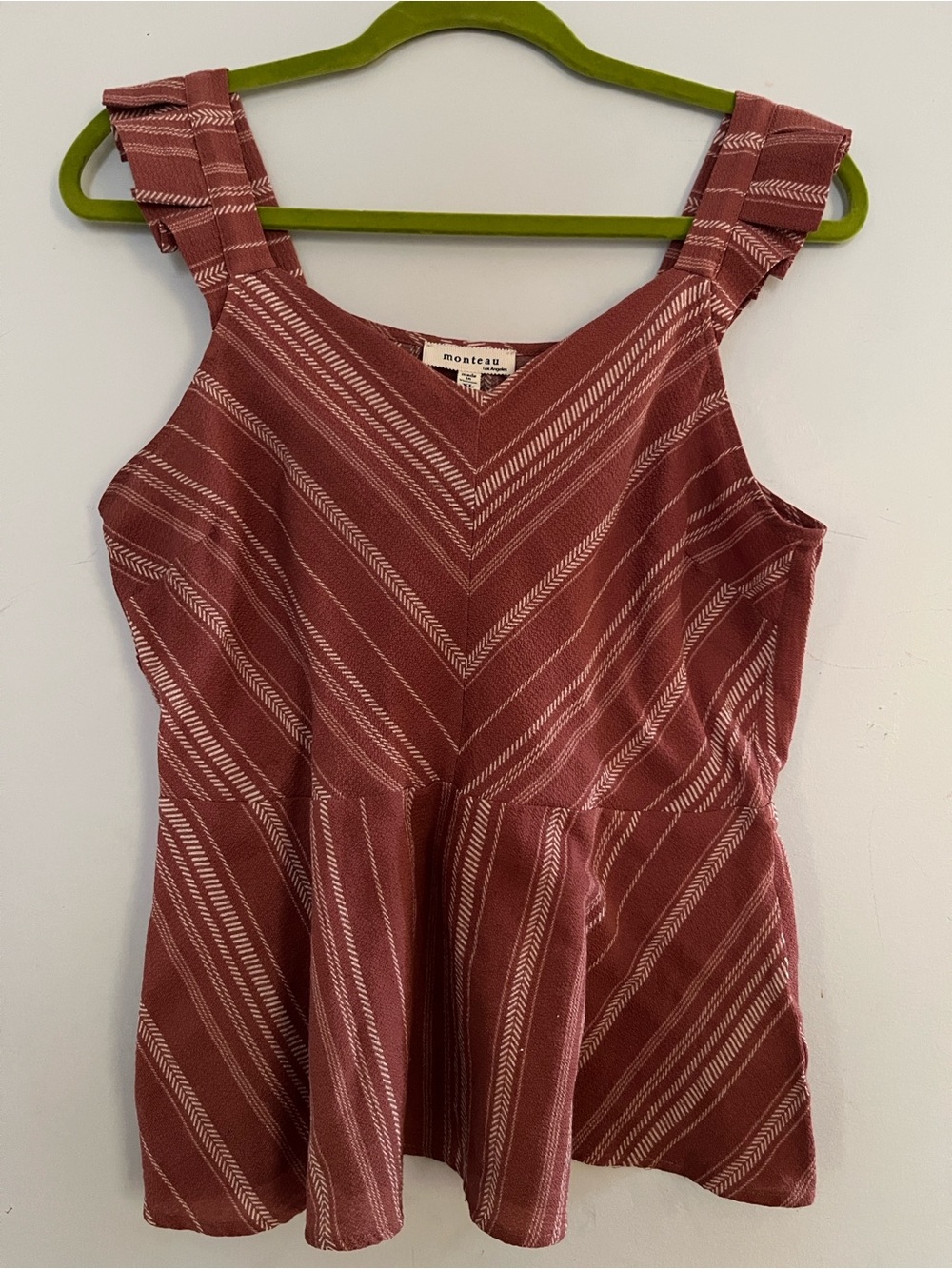 Monteau Rose Chevron Peplum Tank Top